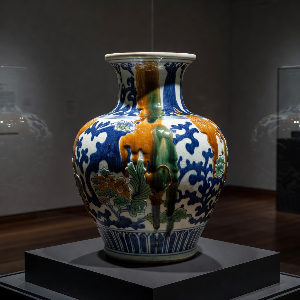 Glazed ceramic object displayed at the Asian Civilisations Museum
