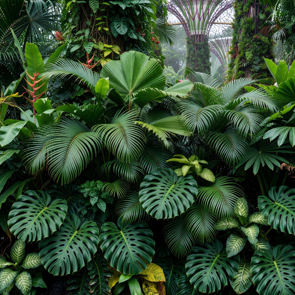 Textured tropical foliage at Gardens by the Bay
